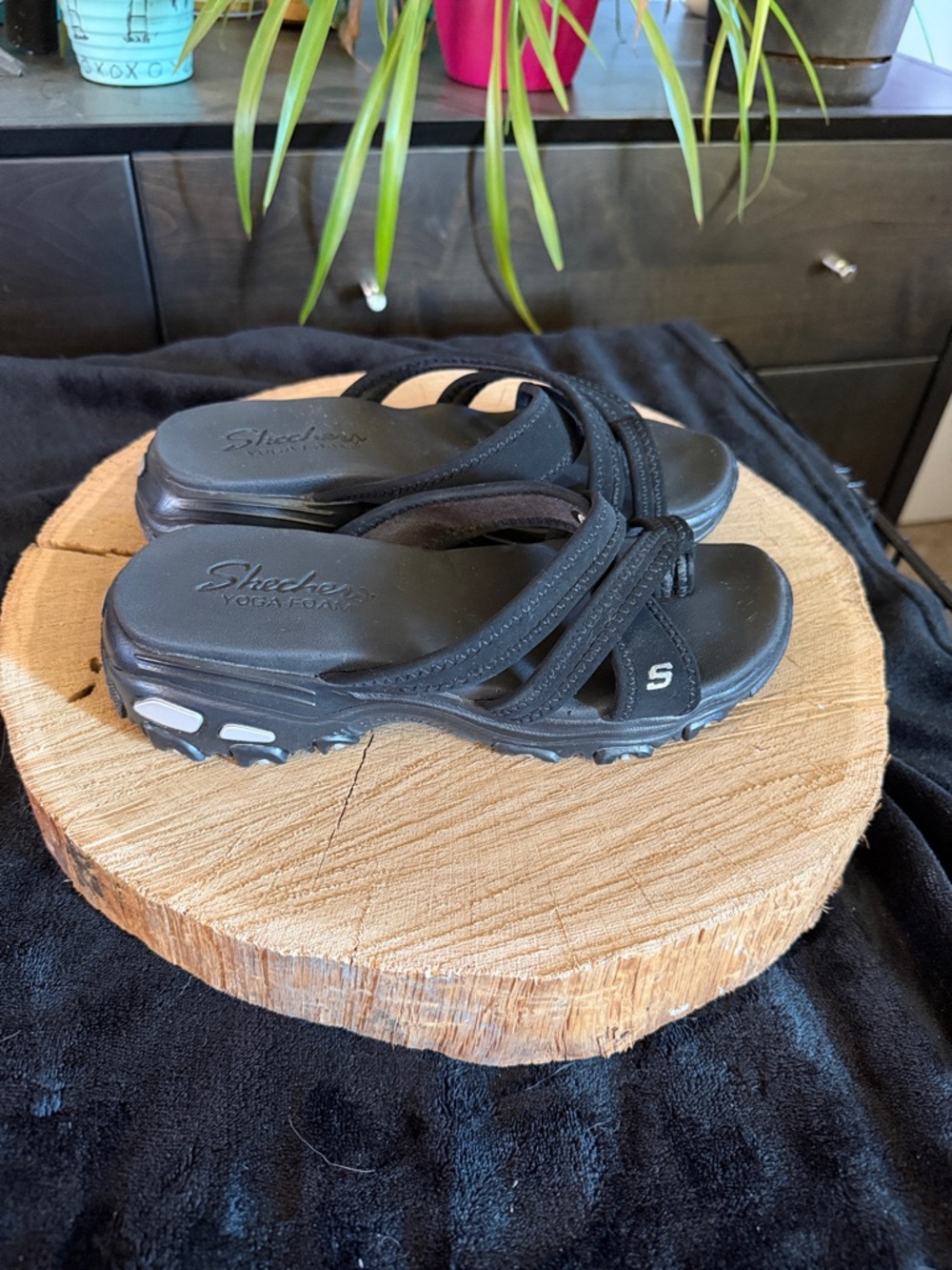 Skechers Black Multi-Strap Slide Sandals